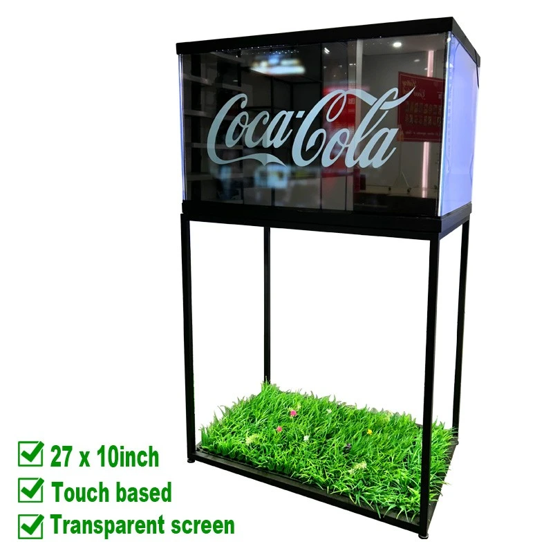 27x10 metalen vloerstandaard transparant touchscreen