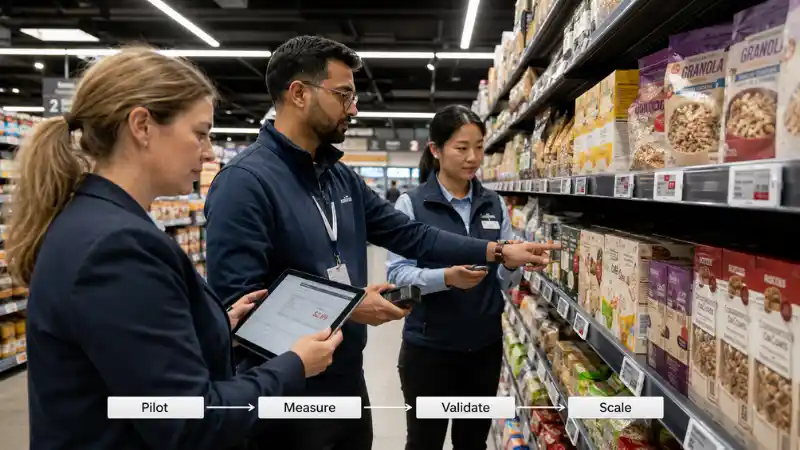 Controlelijst pilot elektronische schaplabels: 12 KPI's vóór keten-brede uitrol