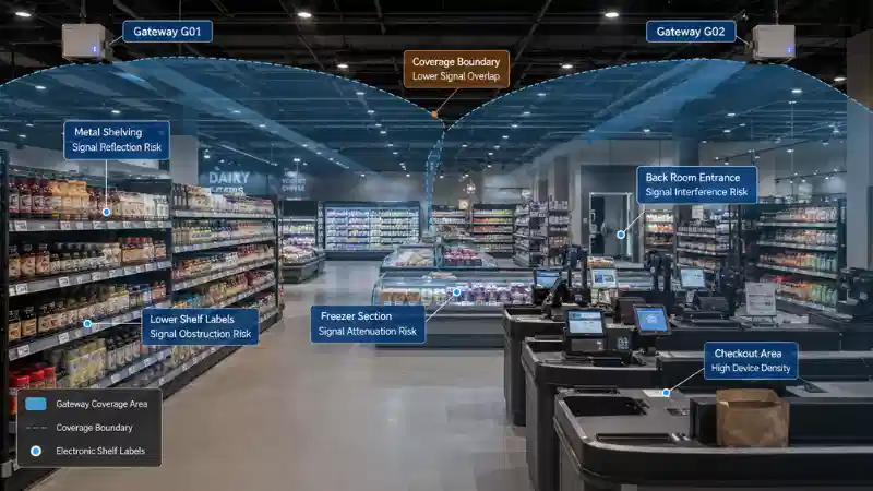 Elektronische planklabel-gatewayplaatsing: een RF-site-onderzoeksgids voor winkels